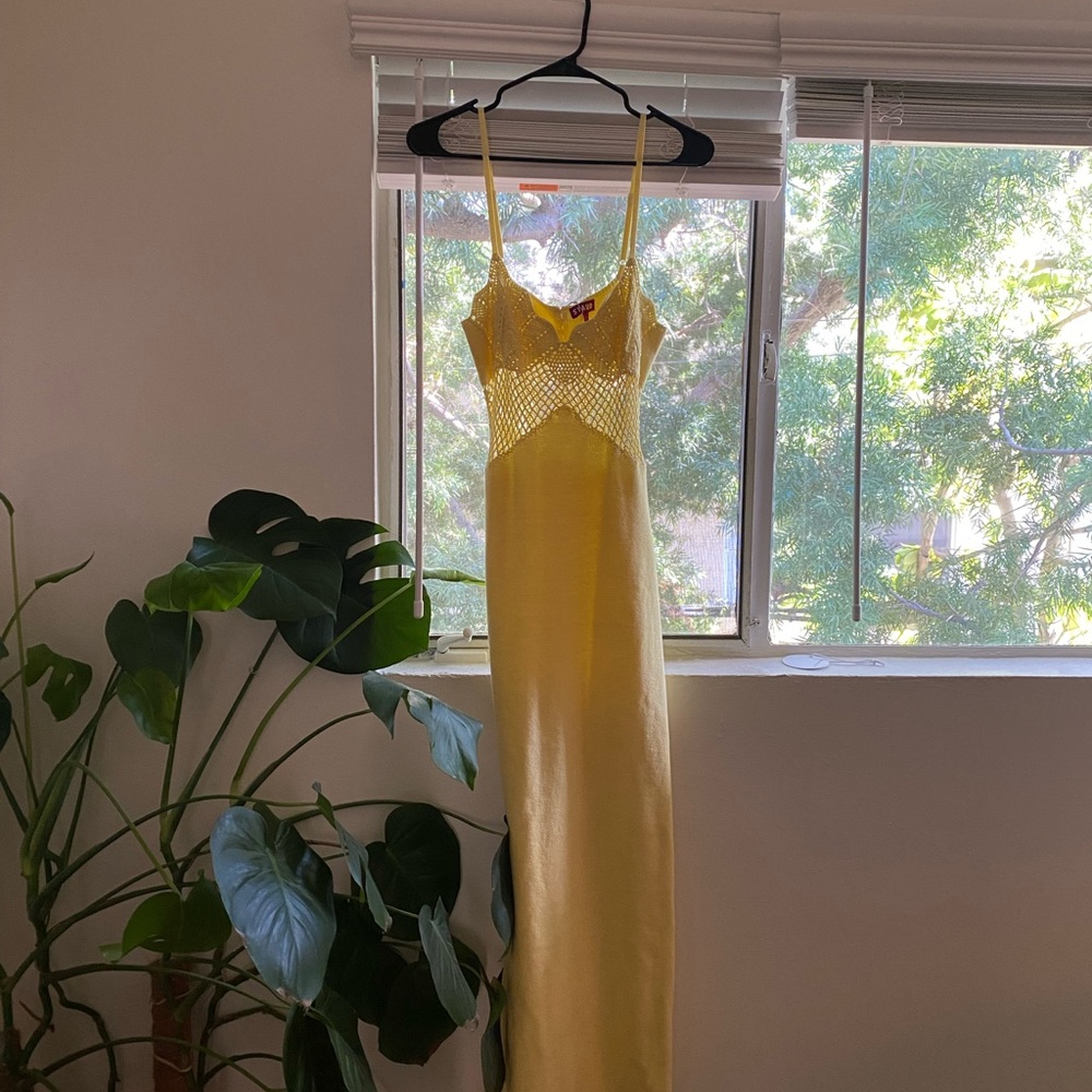 STUNNING BRAND NEW STAUD Butter Yellow Crochet Dress